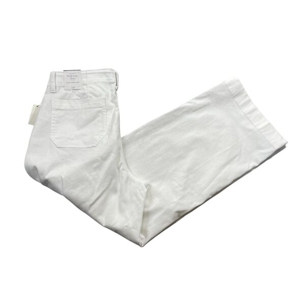 Talbots 14P NEW w/Tags White Wide Leg High Waist Cotton Blend Jeans - Picture 1 of 8